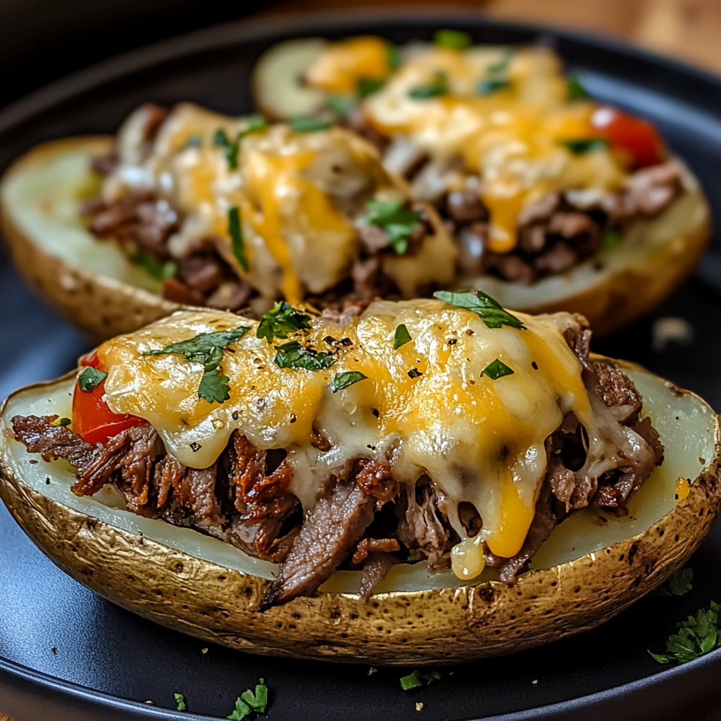 Philly Cheesesteak Baked Potatoes