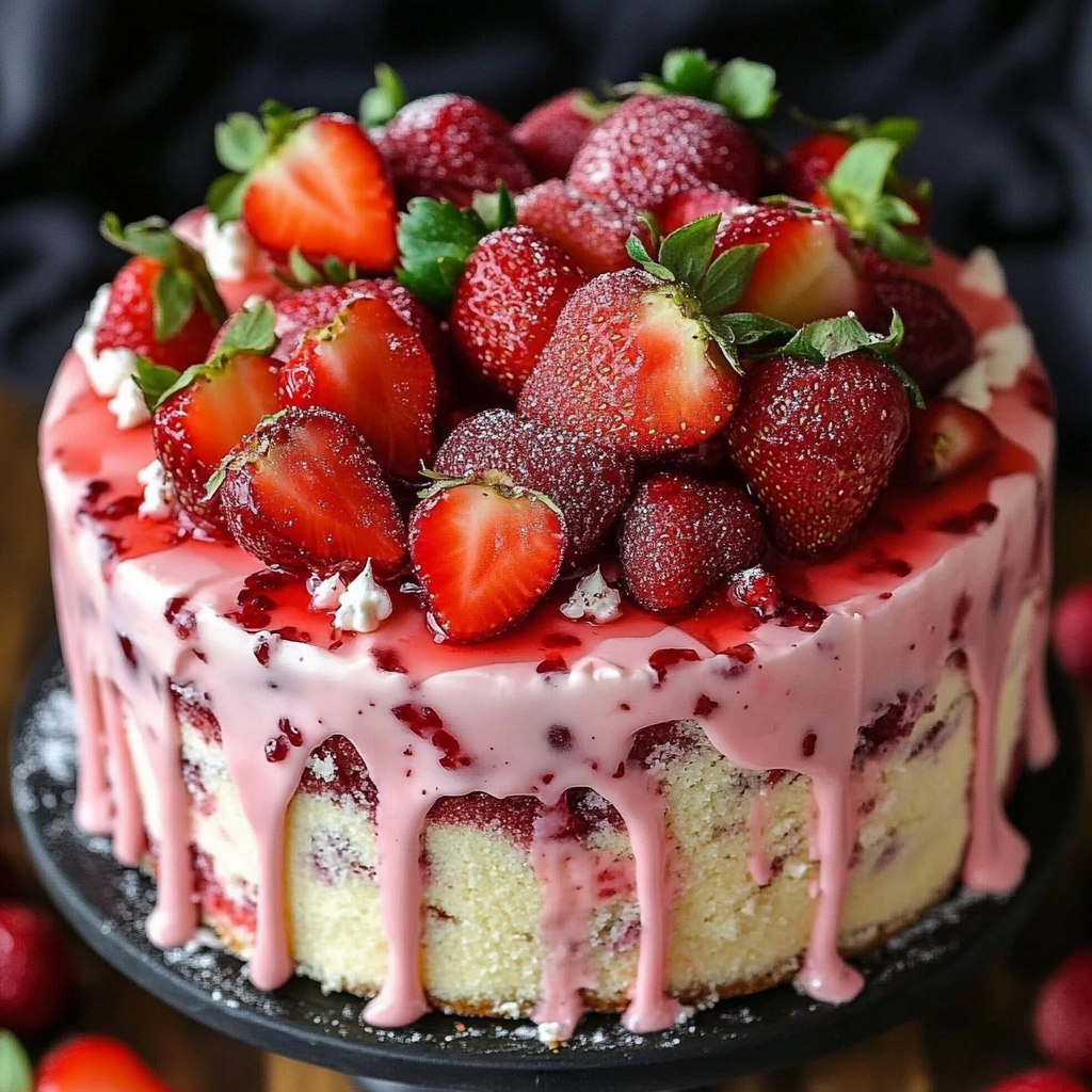 Strawberry Earthquake Cake